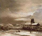 Jacob van Ruisdael Winter landscape with two windmill oil painting picture wholesale